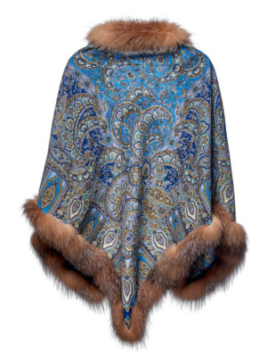 Павловопосадский платок с мехом лисы