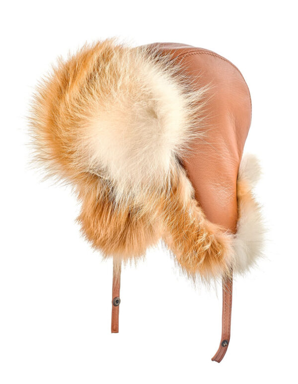 Женская шапка-ушанка из меха лисы
